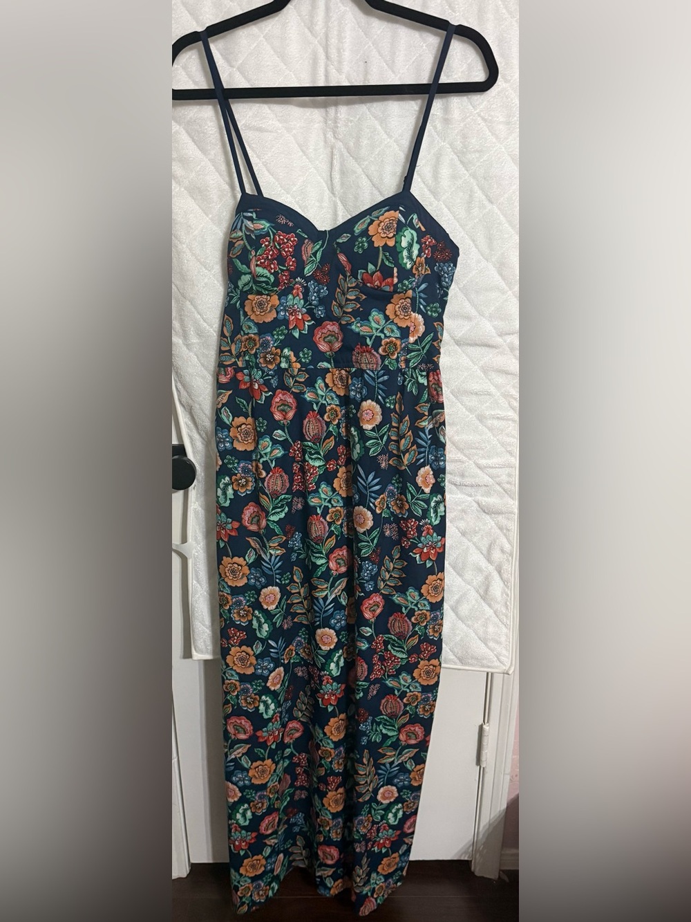 Floral Navy Dress with Multicolor Bloom Print